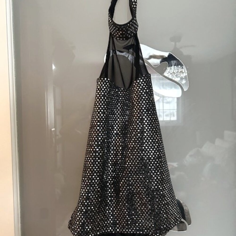 Halter- style top black with sparkly silver